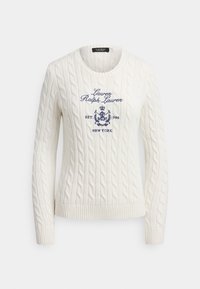EMBROIDERED-CREST CABLE-KNIT SWEATER - Jumper - white
