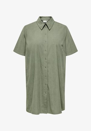 Kortærmet, skjortebluse med knapper i afdæmpet olivengrøn. Fremstillet af blødt, struktureret stof med klassisk krave og en løs pasform.