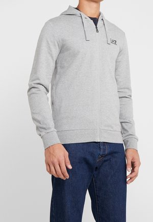 Felpa con zip - mottled light grey
