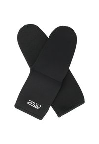 Svarta grytvantar i neopren med en texturerad greppyta på ena sidan, slät yta på den andra och vit logotypaccent.