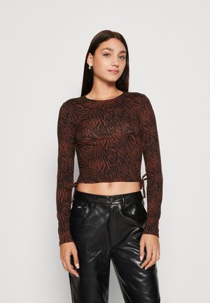 Pieces PCNALA CROP - Μπλούζα με μακριά μανίκια - chicory coffee/black