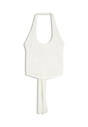 Bershka, HALTER NECK TOP WITH BACK KNOT - Débardeur - white