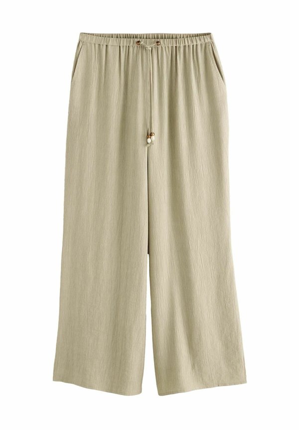 TEXTURED CRINKLE WIDE LEG - Stoffhose - neutral