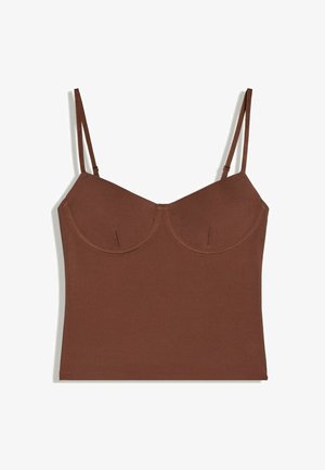 Bershka, TOP - Débardeur - dark brown