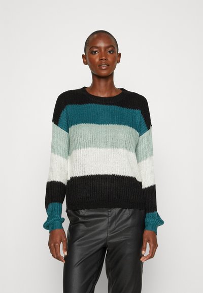 Noisy May Maglione Donna Nmcharlie - Girocollo A Righe, Maniche Lunghe, Morbido E Casual