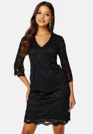 Bubbleroom V-NECK 3/4 SLEEVE LACE DRESS - Cocktailklänning - black