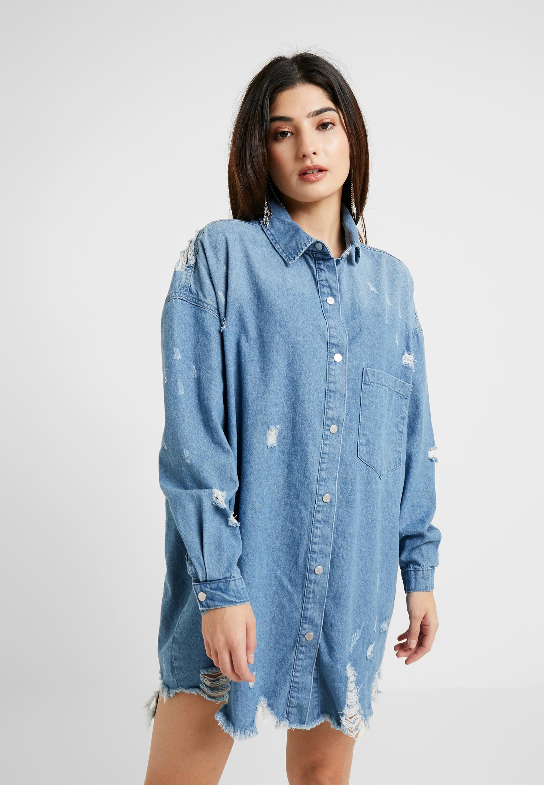 Missguided Petite SUPER DISTRESS DRESS - Jeanskleid - blue/blau - Zalando.ch