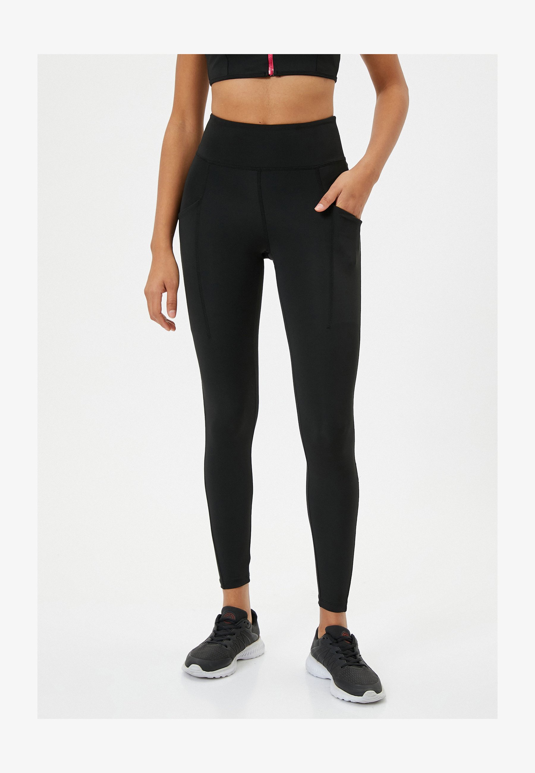KOTON Leggings Sportivi A Vita Alta Donna – Neri, Modello High Rise, In Poliestere Ed Elastan