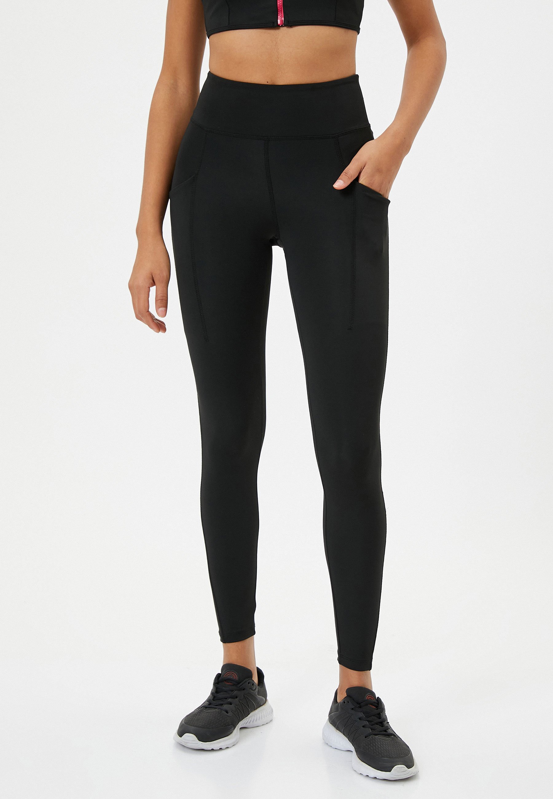 KOTON Leggings Sportivi A Vita Alta Donna – Neri, Modello High Rise, In Poliestere Ed Elastan