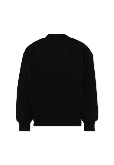 Sweat-shirt noir à manches longues avec poignets et ourlet côtelés, présenté de dos sur un fond blanc.