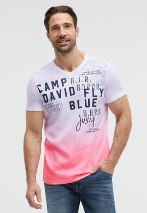 Camp David, CAMP DAVID T-SHIRT V-NECK DIP DYE MIT PRINTS - T-Shirt print - neon pink