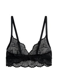 Mustast pitsist bralette lokkis servade, reguleeritavate õlarihmade ja lillemustrilise detailiga. Bändis pehme võrkvooder.