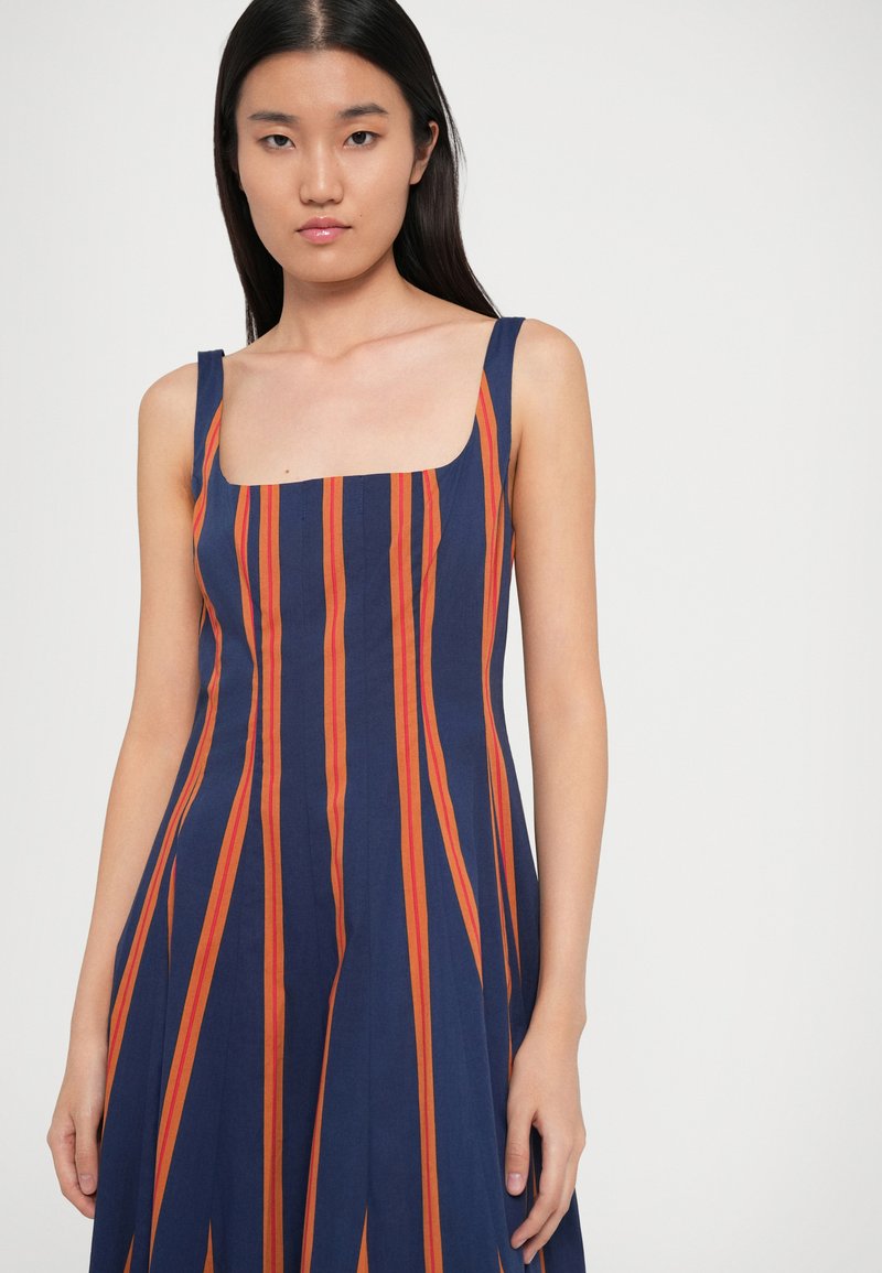 STAUD WELLS DRESS - Day dress - red/dark blue/red - Zalando