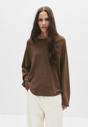 PULL&BEAR, RAGLAN - Pitkähihainen paita - dark brown