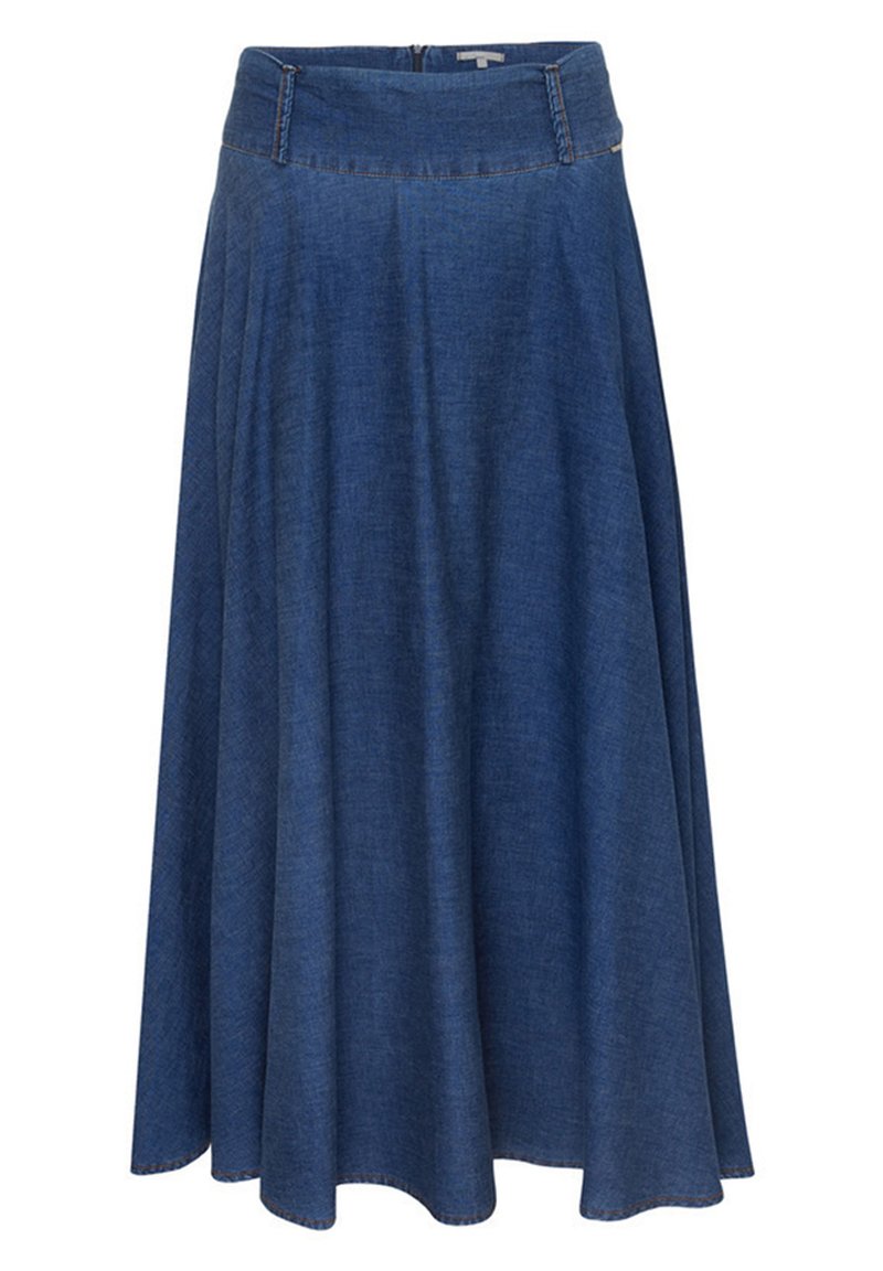 Jupe Mi-midi Fluide MEXX En Denim Bleu Et Lin - Taille 12 - Style A-Line Avec Poches - Très Bon état
