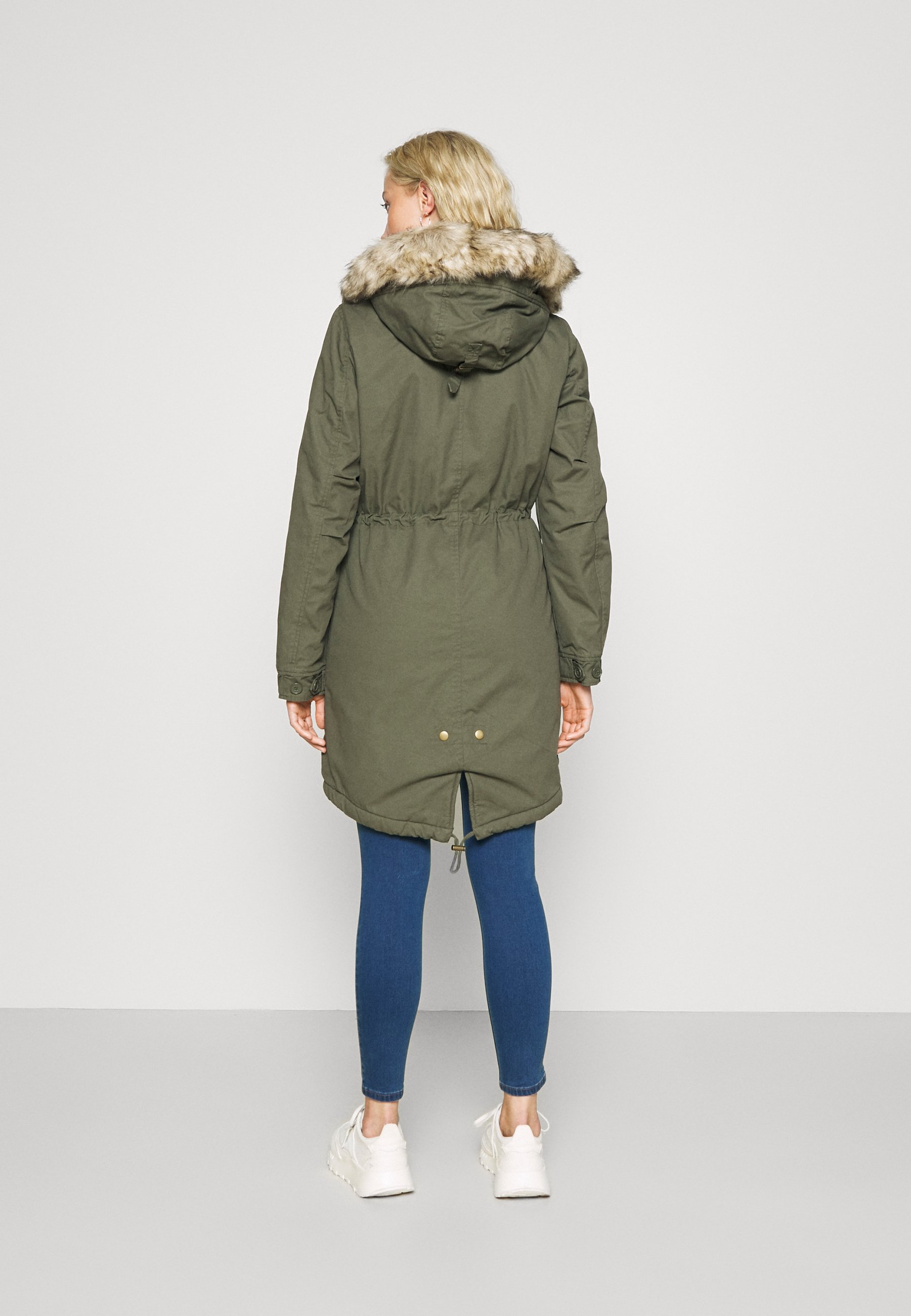 khaki lined parka