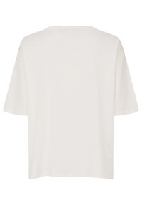Camiseta blanca de manga corta vista desde atrás, con un escote redondo y un corte relajado.