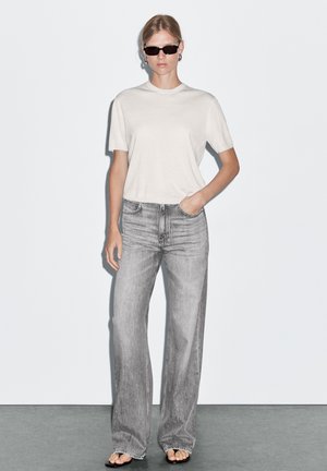 HIGH-WAIST WIDE-LEG - Wide leg - grey