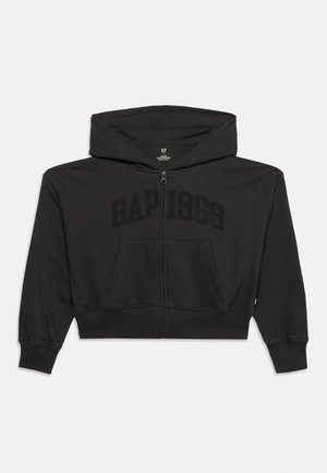 Must musta lukuga kapuutsiga dressipluus esitaskute ja rinnal tikitud "GAP 1969" mustal niidil.