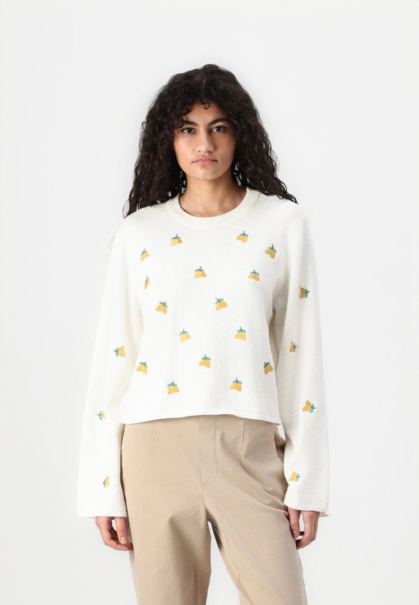 OBJTHESS WIDE SLEEVE PULLOVER - Jumper - cloud dancer