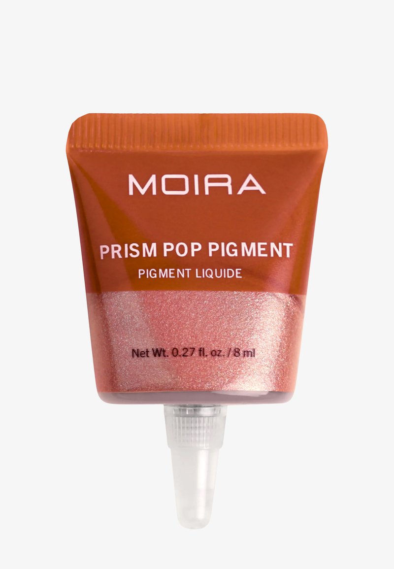 Maquillage liquide Moira Prism Pop Pigment dans un petit tube à pression, couleur or rose scintillante, 8 ml.