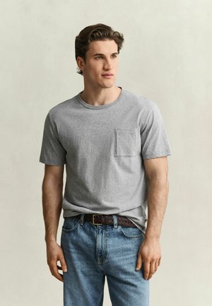 GANT, GANT HEATHER T-SHIRT - T-Shirt basic - grey melange