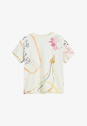 SHORT SLEEVE BRUSHSTROKE - Majica kratkih rukava s printom - beige