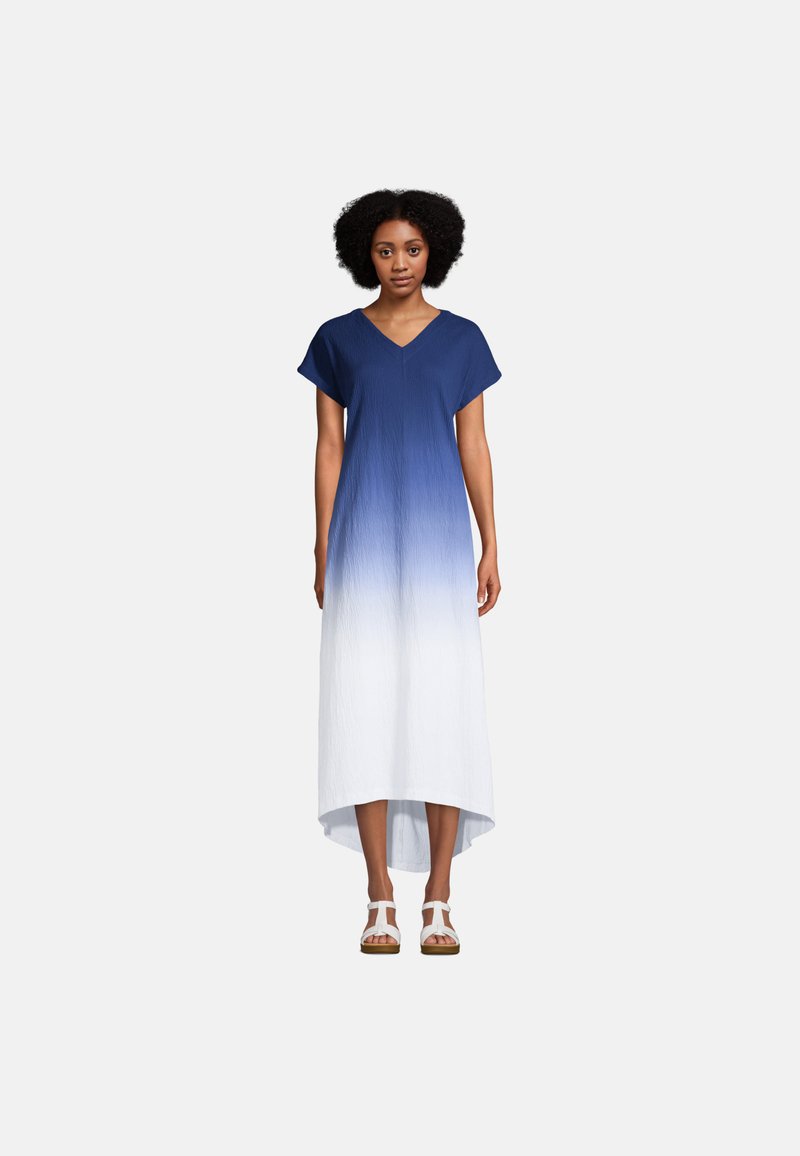 LANDS' END Maxi dress white navy dip dye/white Zalando.de