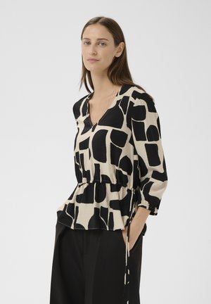 LYNN V-NECK - Bluză - black soft blocks