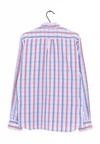 Camicia a maniche lunghe con un motivo a quadretti blu, rosso e bianco, realizzata in tessuto leggero con colletto a polo e polsini. Gabinetto