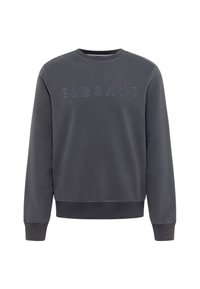 Grau meliertes Sweatshirt mit Rundhalsausschnitt, vorne mit erhabenem ELBSAND-Logo. Hergestellt aus weichem Stoff, mit gerippten Bündchen und Saumabschluss.