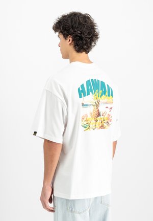 Alpha Industries HAWAII ALOHA BACK - T-shirt med print - white