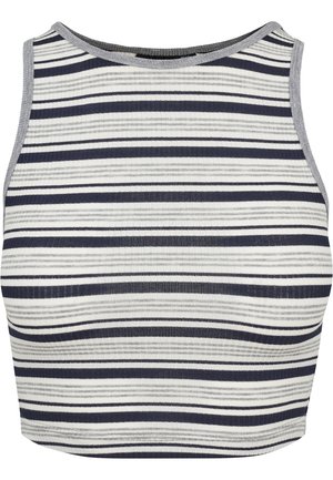 Urban Classics, LADIES RIB STRIPE CROPPED TOP - Top - navy/white/grey
