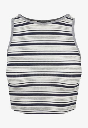 Urban Classics, LADIES RIB STRIPE CROPPED TOP - Topp - navy/white/grey