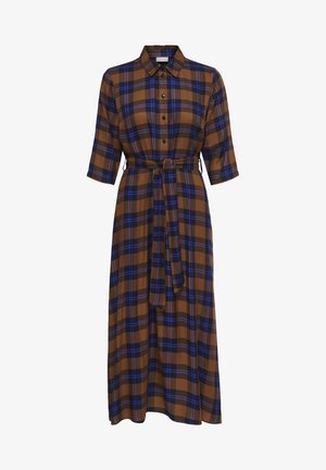 JDY JDYSTAY SHIRT DRESS - Blusenkleid - brown/blue