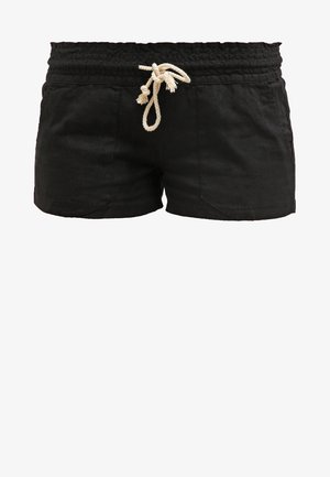 Čierne ľanové šortky s elastickým pásom a šnúrkou na stiahnutie. Obsahujú dve postranné vrecká a voľný strih.