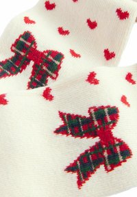 Next CHRISTMAS BOW - REGULAR FIT - Strumpbyxor - ecru cream red hearts and bow