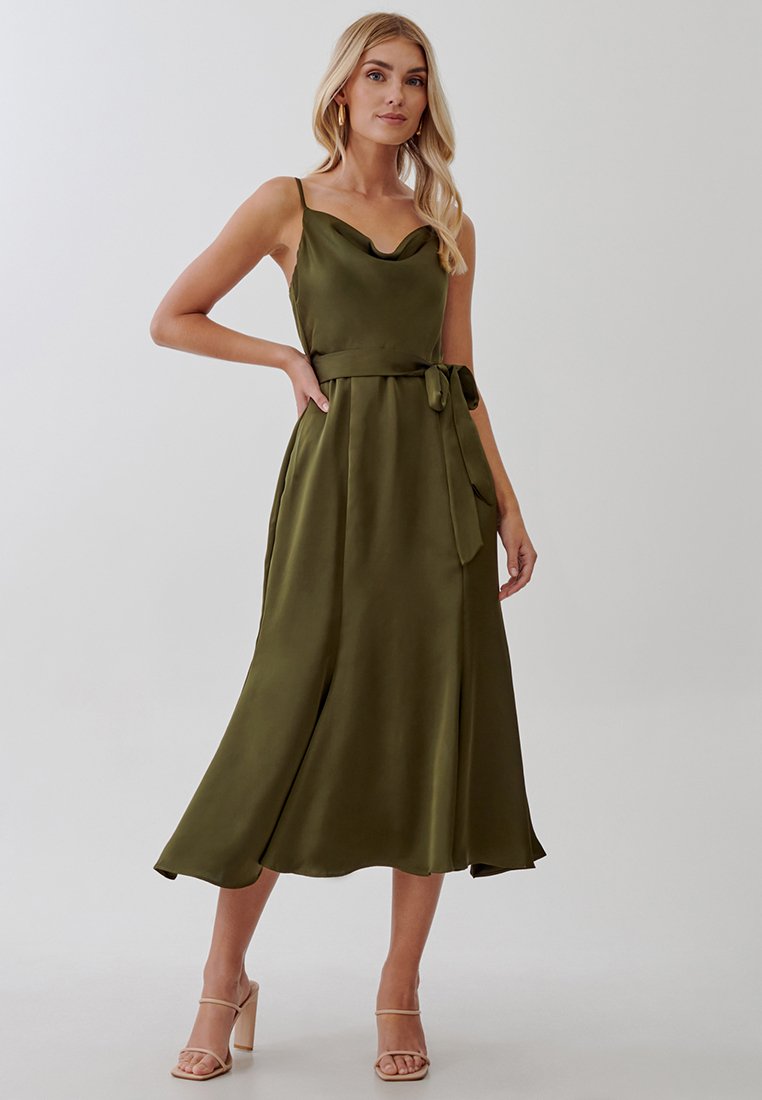 knee length dresses for ladies Dark Olive Sleeveless Midi Dress main image 1