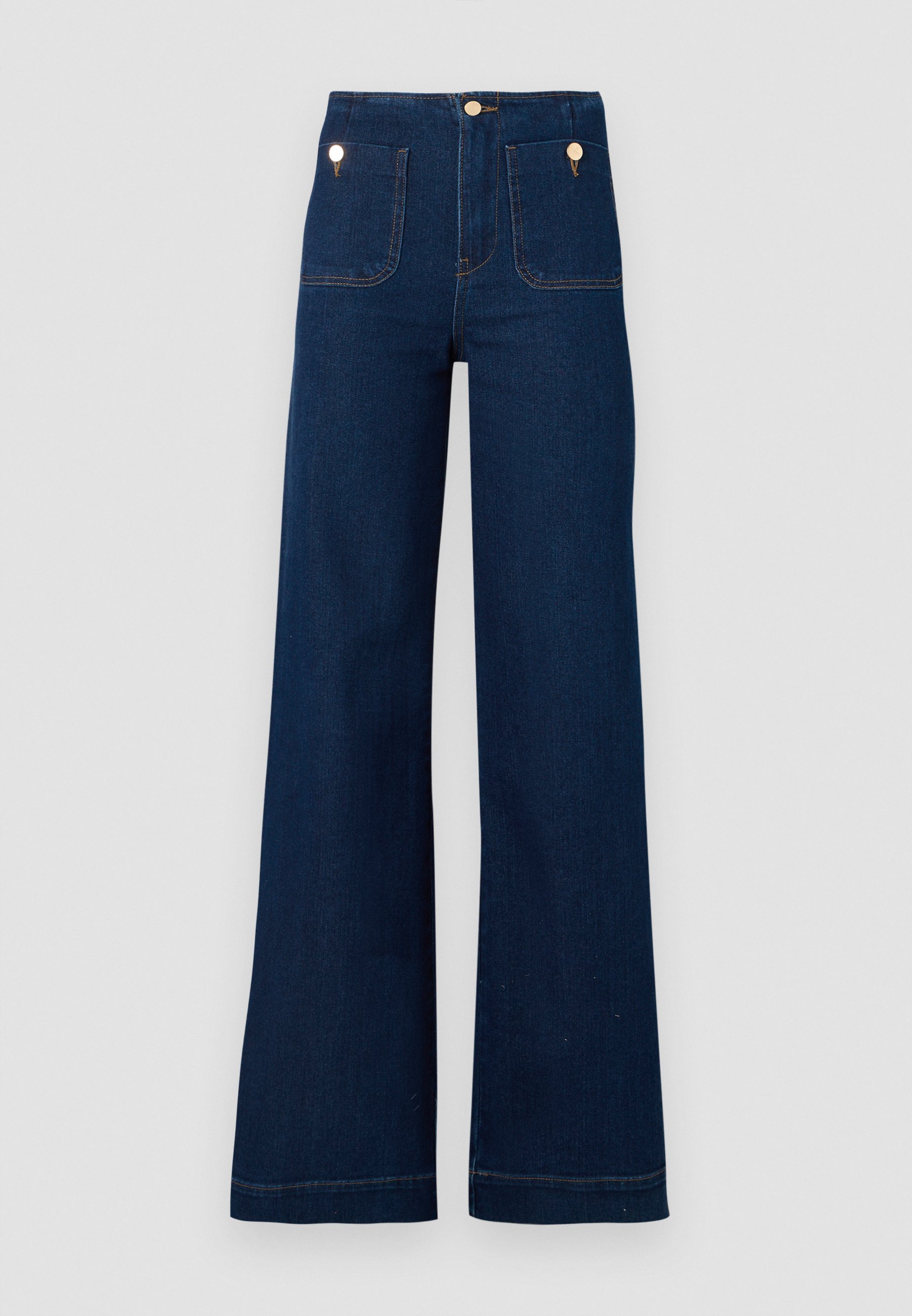 ONLY ONLMADELINE WIDE POCKET - Wide leg - dark blue denim/donkerblauw denim