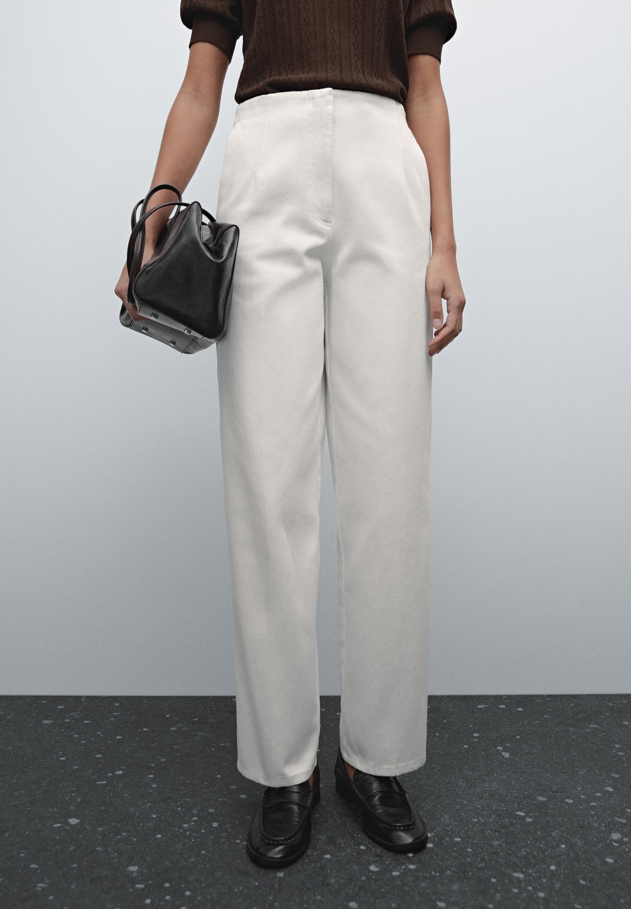 【Massimo dutti】ストレートパンツ Straight trousers with wide waistband · Grey · Dressy