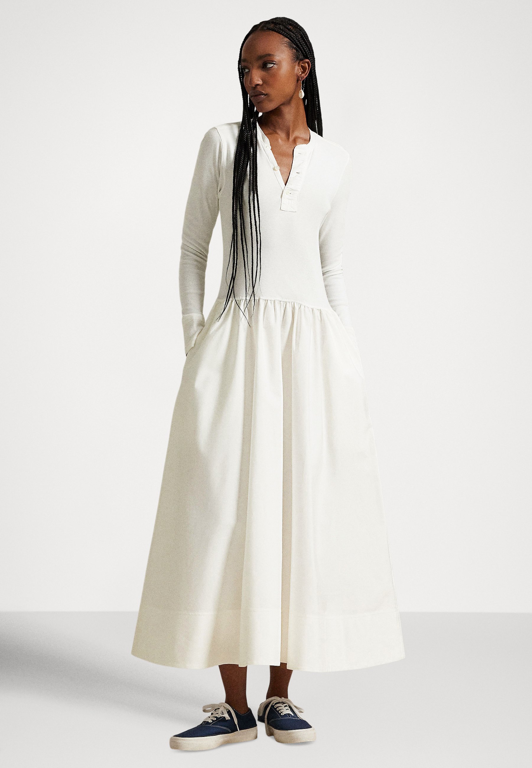 Polo Ralph Lauren COTTON HENLEY DRESS - Day dress - nevis/white