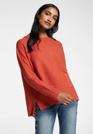 CON GIOCO DI LAVORAZIONI - Pullover - arancione