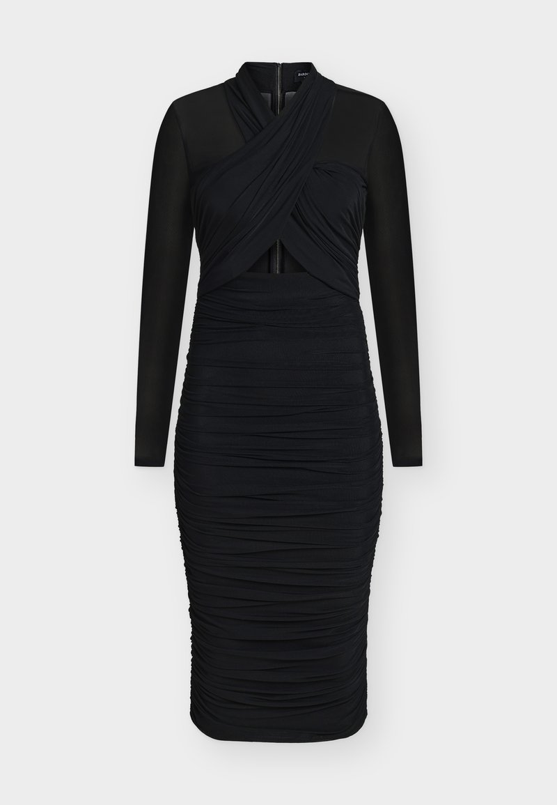 bardot aliyah ruched bodycon dress Bardot Aliyah Long-Sleeve Cut-Out Printed Midi Dress