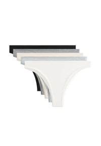 Pamut tanga alsónemű szett négy színben: fekete, szürke, világos szürke és fehér. Simára, rugalmas anyagból készült, alacsony derekú kialakítással rendelkezik.