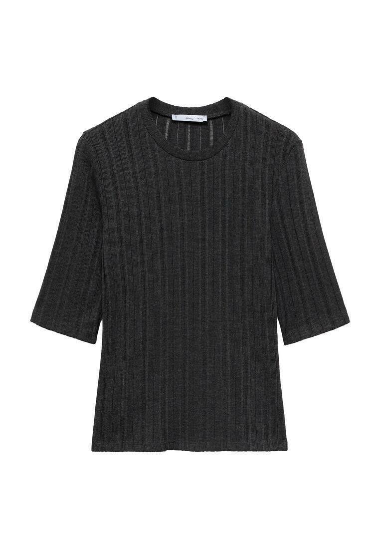 Mango T-shirt basic grijs