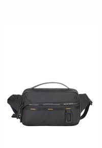 Borsa a spalla AOKING nera con molteplici tasche con zip, una tracolla regolabile, tessuto resistente e un design rettangolare elegante.