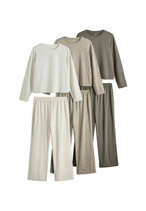 THE SET, 3 PACK SET - Pyjama set - animal taupe ecru