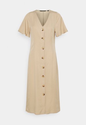 VMVIVIANA CALF DRESS - Košilové šaty - beige
