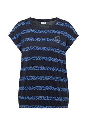 Cecil, T-SHIRT WITH A CREW NECK AND LEOPARD-PRINT STRIPES - T-Shirt print - urban dark blue