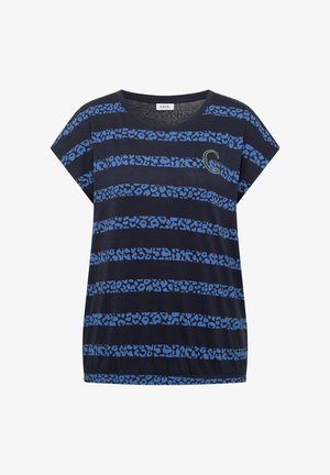 Cecil, T-SHIRT WITH A CREW NECK AND LEOPARD-PRINT STRIPES - T-Shirt print - urban dark blue
